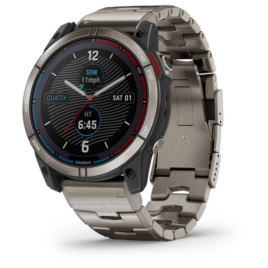 Orologio smartwatch Garmin Quatix 7X Solar, cassa e bracciale in titanio grigio, quadrante nero con funzioni nautiche