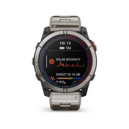 Orologio GPS Garmin Quatix 7X Solar Edition, cassa titanio, cinturino metallo, display solar intensity e sunset