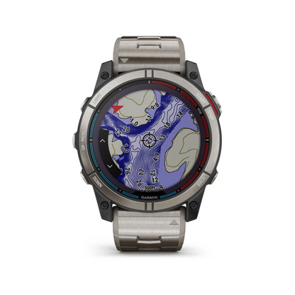 Orologio GPS nautico Garmin Quatix 7X Solar, cinturino titanio, display mappa batimetrica a colori
