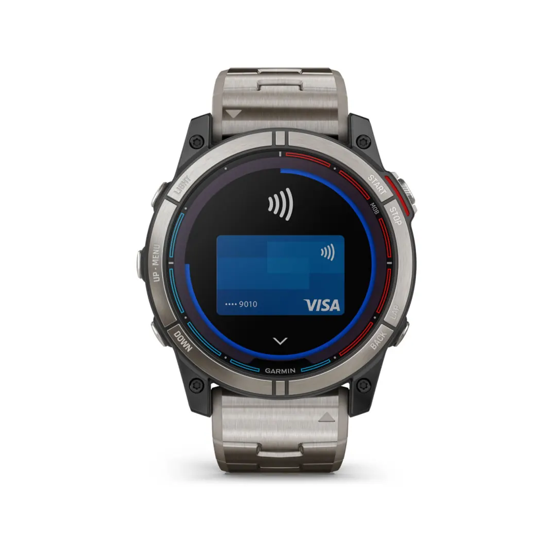 Orologio smartwatch Garmin Quatix 7X Solar con cinturino in titanio e pagamento contactless Visa