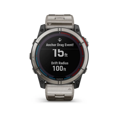 Orologio Garmin Quatix 7X Solar in titanio con cinturino metallo, display allarme Anchor Drag e deriva 100ft
