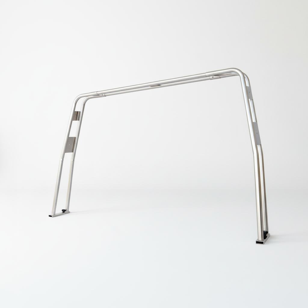 Rollbar doppio tubo universale in acciaio inox lucidato a specchio con larghezza telescopica regolabile.