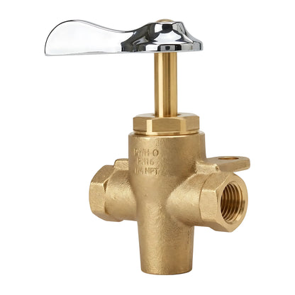 Rubinetto nautico a 3 vie per carburante in ottone stampato con flangia di fissaggio. Disponibile con filettature da 1/4 e 3/8 NPT.