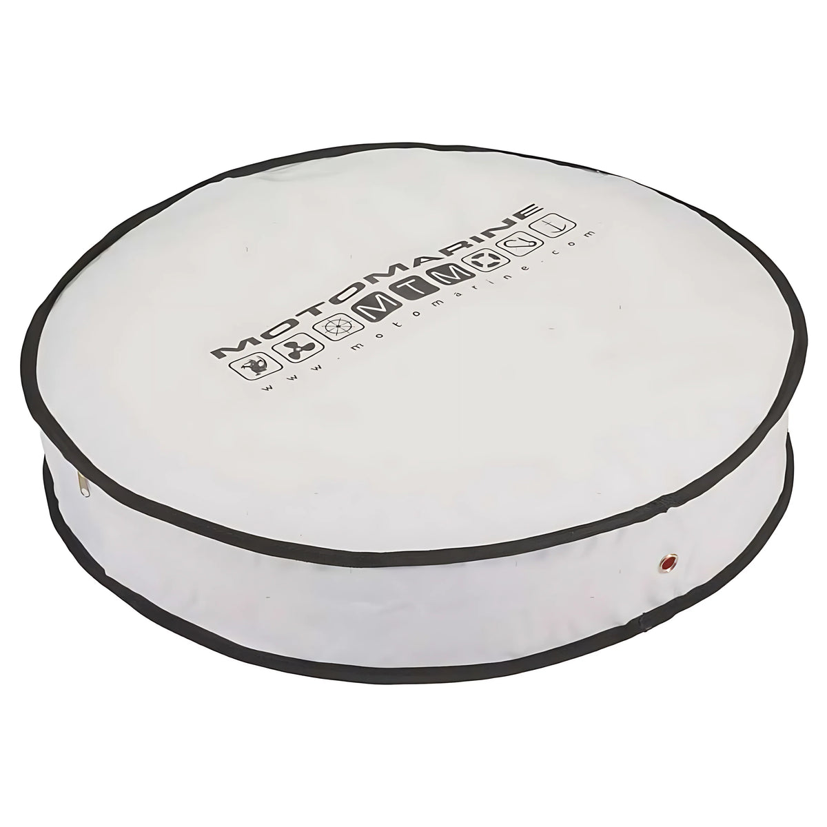Sacca nautica porta salvagente anulare di colore bianco, realizzata in poliestere imbottito con interno in PVC. Diametro 680 mm, adatta per anulari da 600 mm.