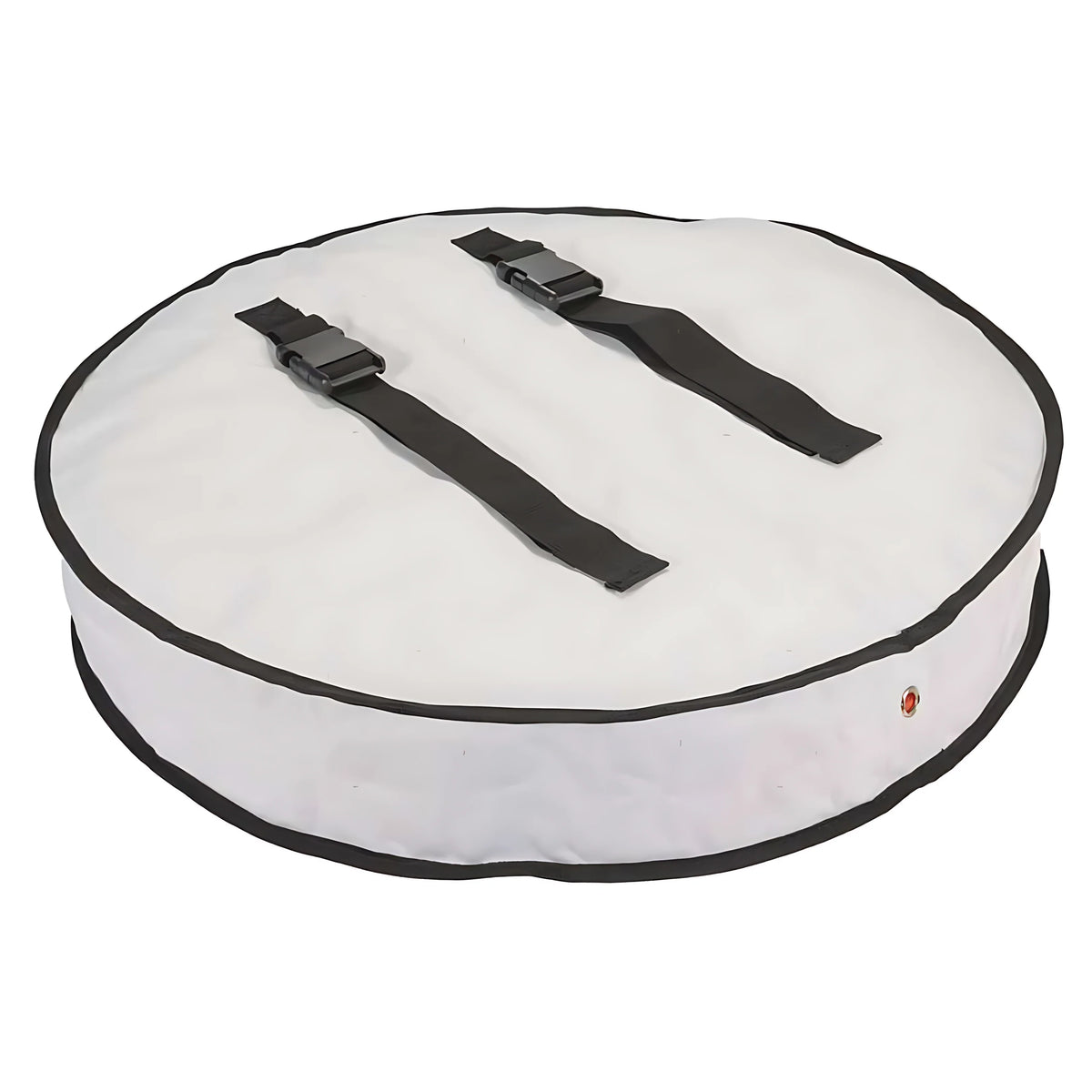Sacca nautica porta salvagente anulare di colore bianco, realizzata in poliestere imbottito con interno in PVC. Diametro 680 mm, adatta per anulari da 600 mm.