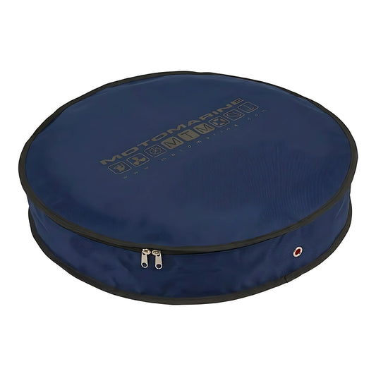 Sacca porta salvagente anulare Motomarine blu navy in PVC con zip, forma circolare piatta