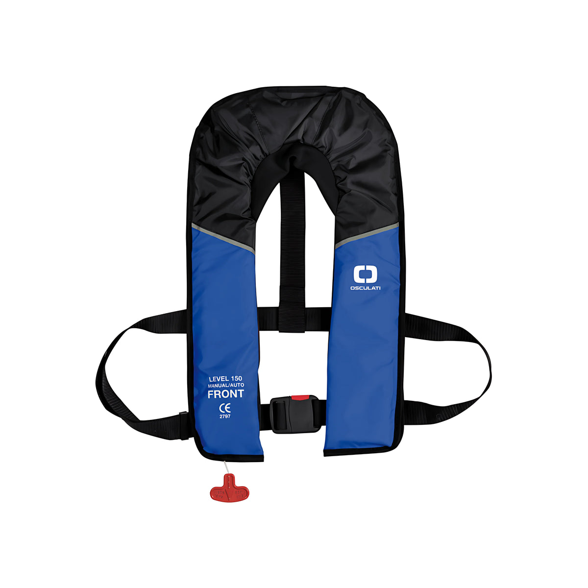 Salvagente autogonfiabile MK150 150N omologato EN ISO 12402-3 con attivatore automatico UML-5 per adulti colore blu nero