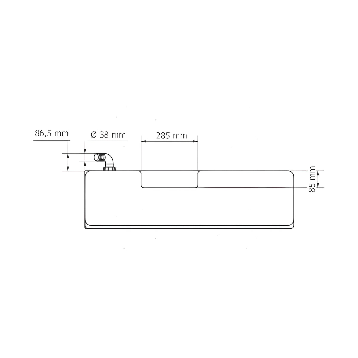 Serbatoio acqua potabile piatto altezza 20cm Green Line con nicchia per autoclave.