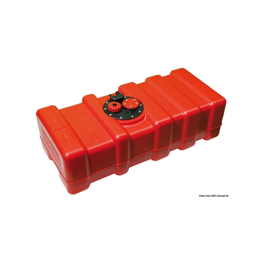 Serbatoio fisso per carburante in Eltex arancione, omologato CE, completo di gruppo flangiato per connessioni. 06