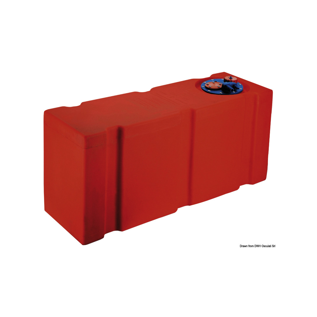 Serbatoio fisso per carburante in Eltex arancione, omologato CE, completo di gruppo flangiato per connessioni. 08