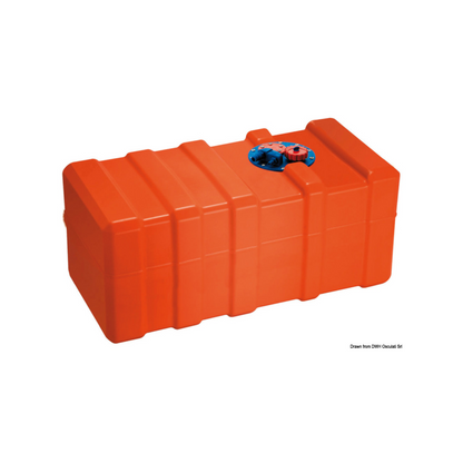 Serbatoio fisso per carburante in Eltex arancione, omologato CE, completo di gruppo flangiato per connessioni. 24-25-26