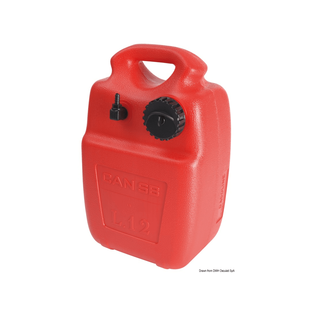 Serbatoio carburante portatile in Eltex arancione per barca, completo di tappo con sfiato e pescante.