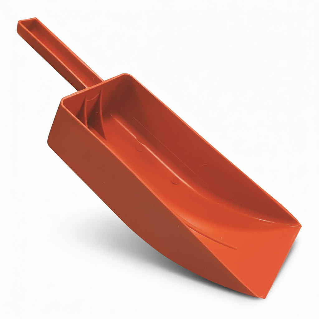 Sessola classica arancione in plastica rigida 110x365 mm con manico rettangolare