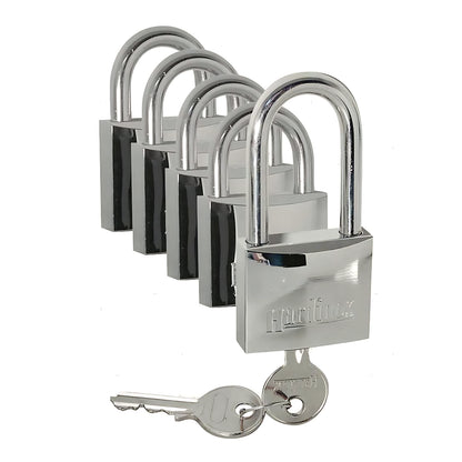 Set 5 lucchetti Hardinox 30mm con chiave universale in acciaio inox lucidato a specchio per nautica 4 lucchetti standard più 1 lucchetto long