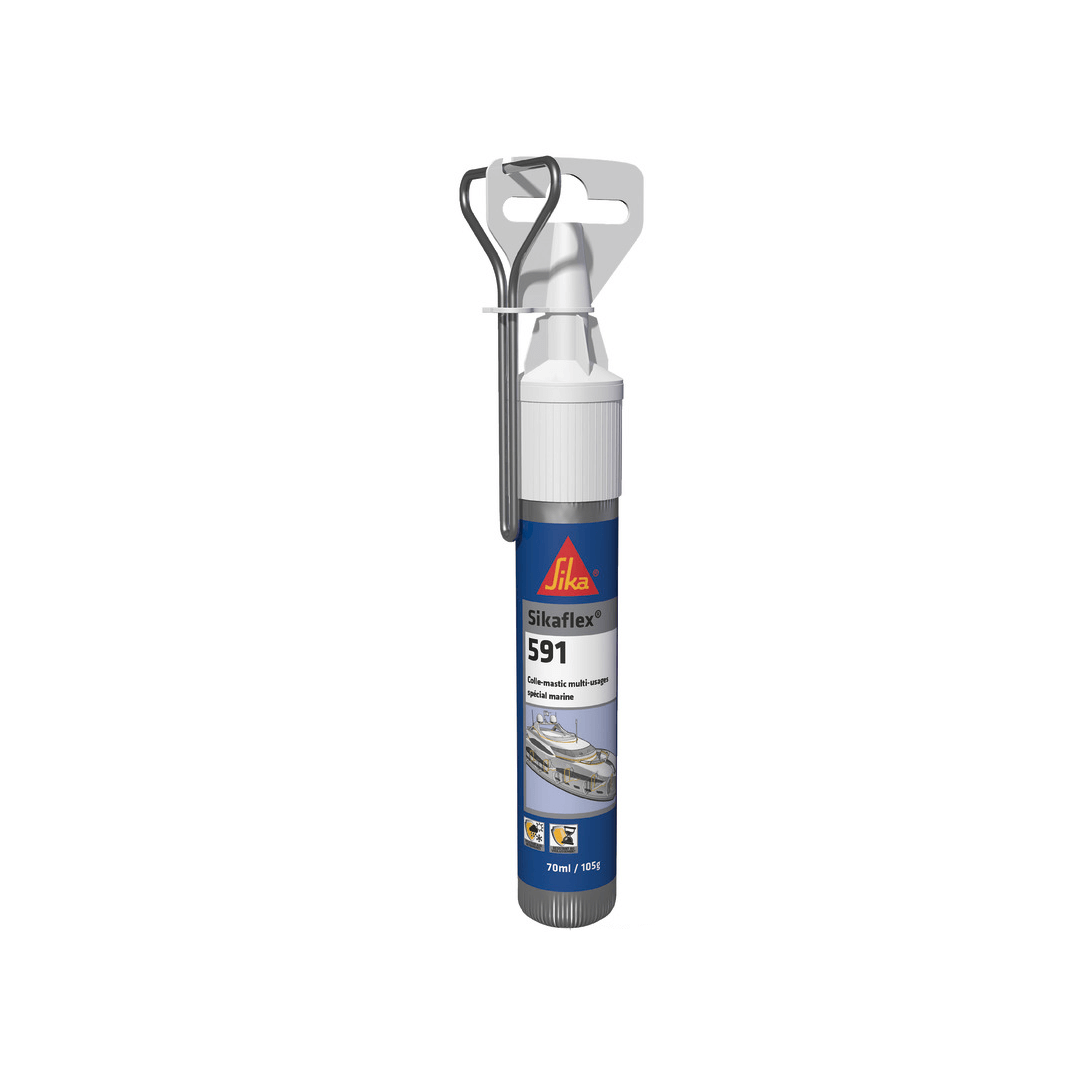 Tubetto autoestrudente di sigillante marino Sikaflex 591 da 70 ml per piccole riparazioni.