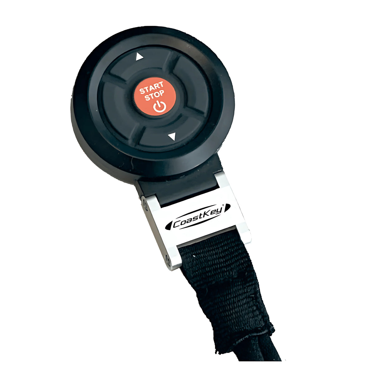 Sistema CoastKey per avviamento motori senza chiavi e sicurezza MOB wireless. Include pannello PIN, centralina e telecomando FOB per barche.
