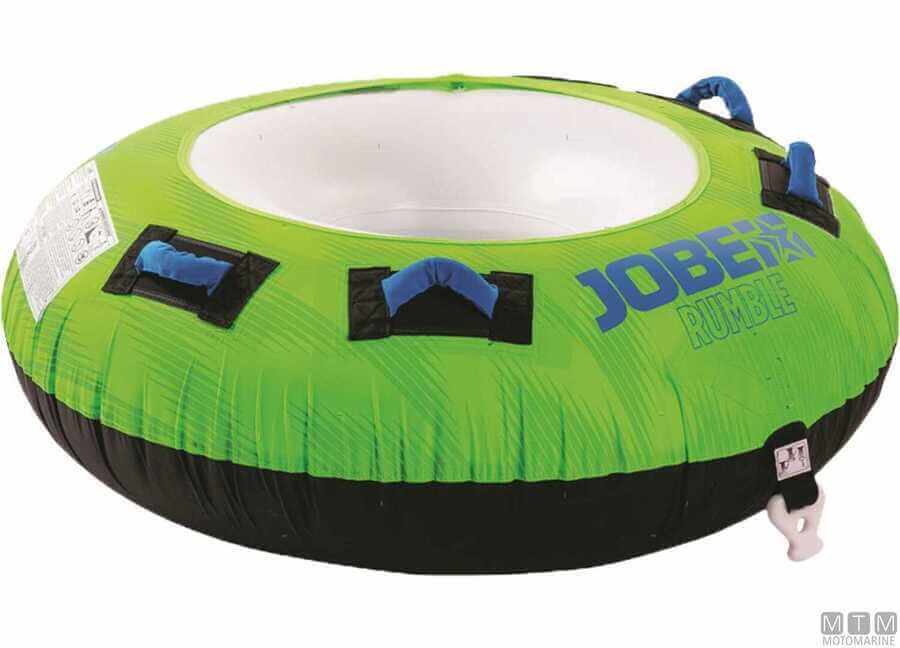 Gonfiabile da traino a ciambella Jobe Rumble verde e blu per una persona.