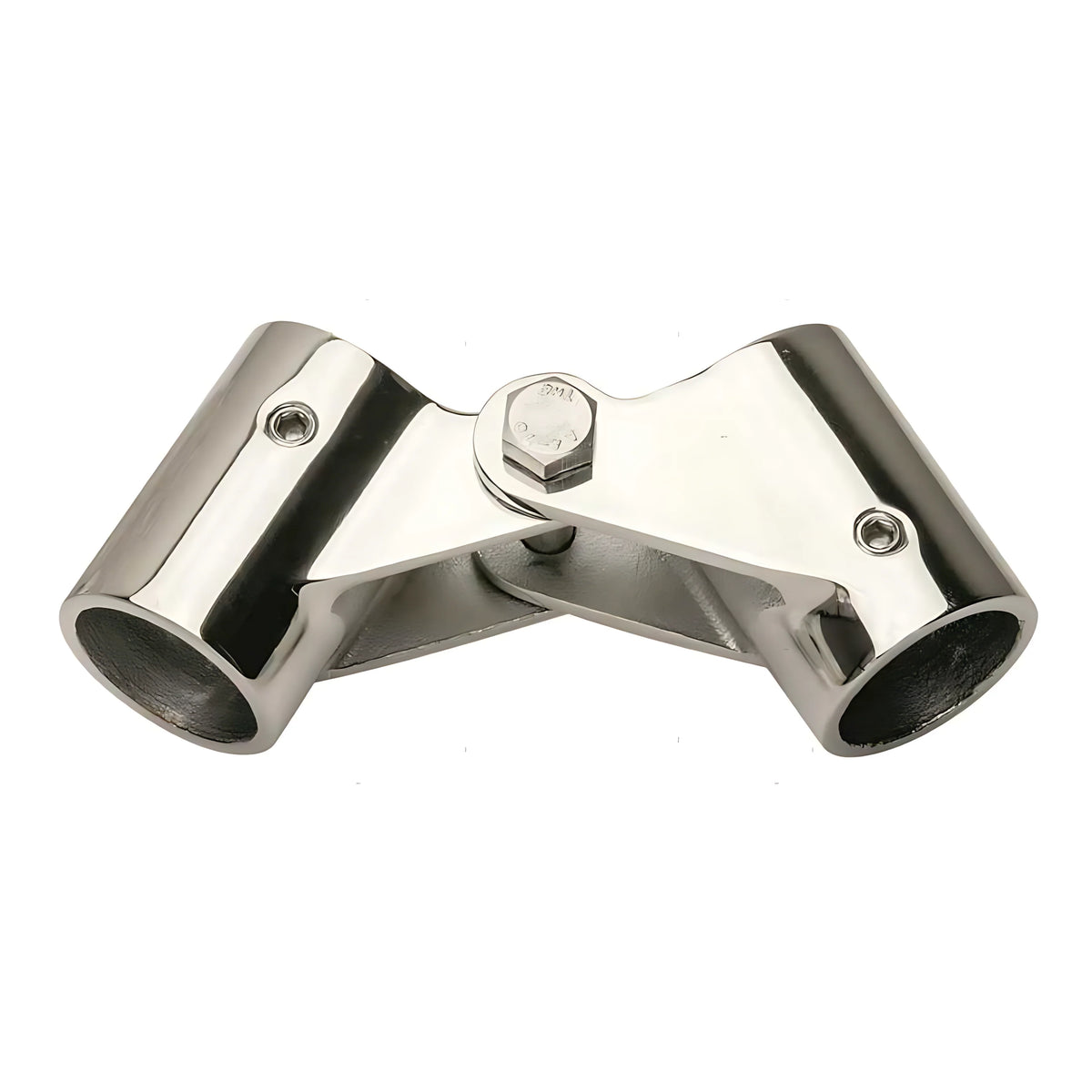 Snodo professionale in acciaio inox AISI 316 per tubi di capottine e tendalini nautici, disponibile per diametri 22mm, 25mm e 30mm.
