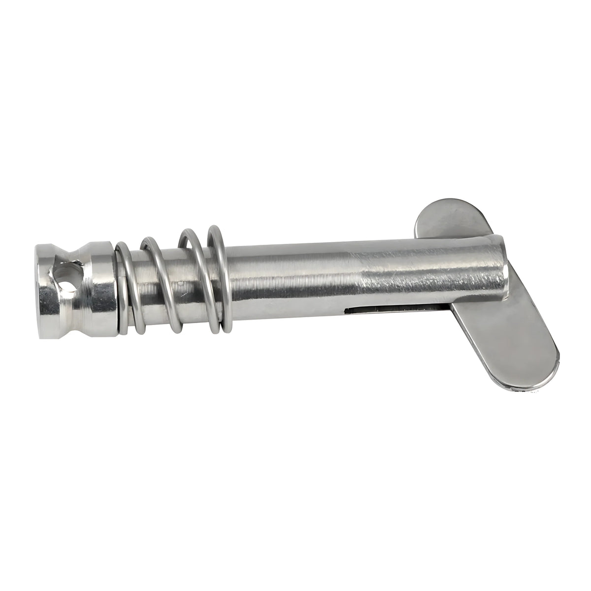 Spinetta di sicurezza in acciaio inox con linguetta pieghevole a molla per cavallotti reggicapottine, diametro 6 mm.