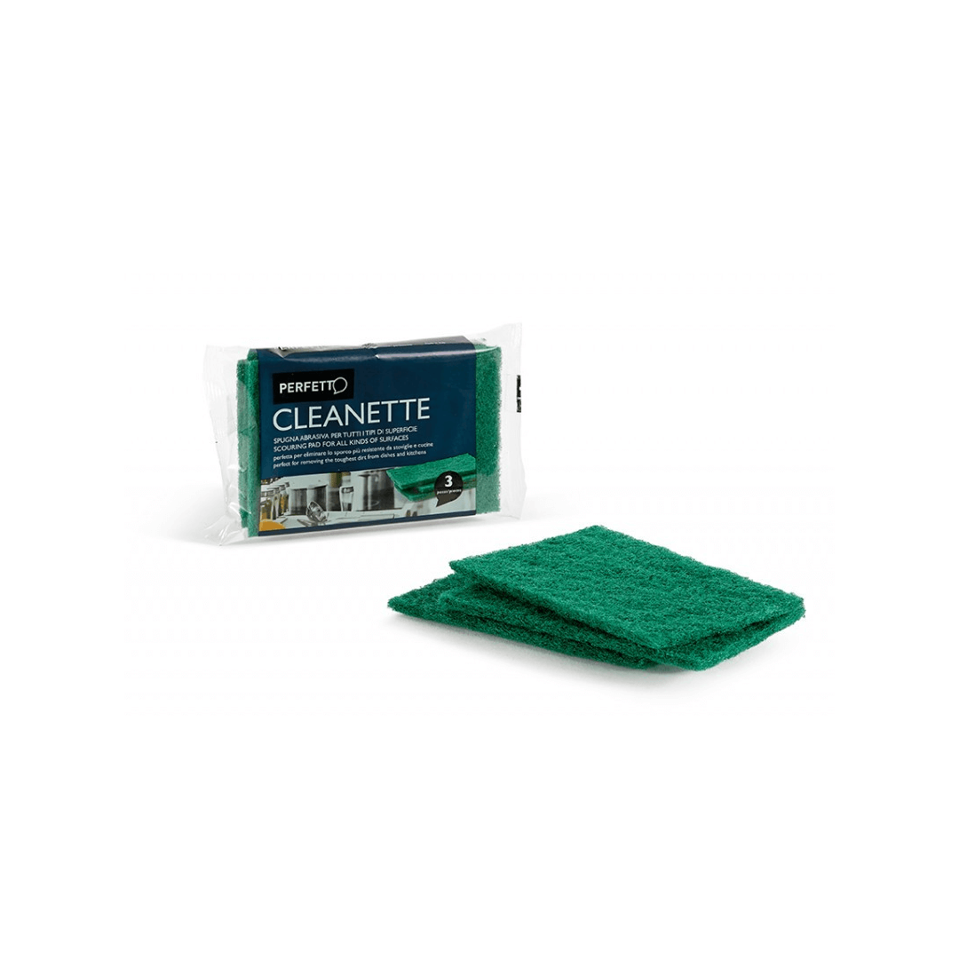 Panno fibra abrasiva verde Perfetto Cleanette 3 pezzi 15x10 cm per pulizia stoviglie e cucina