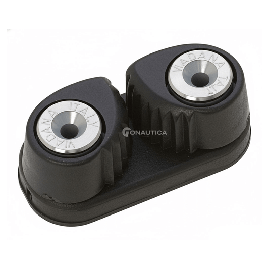 Strozzascotta Viadana fibra nera con due rulli in acciaio inox per scotte 3-8mm