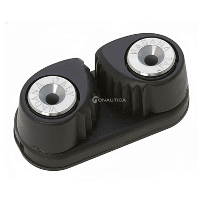 Strozzascotta Viadana fibra nera con due rulli in acciaio inox per scotte 3-8mm