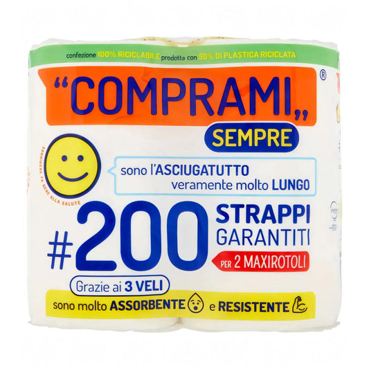 Confezione di asciugatutto Comprami da 2 rotoli maxi, 3 veli