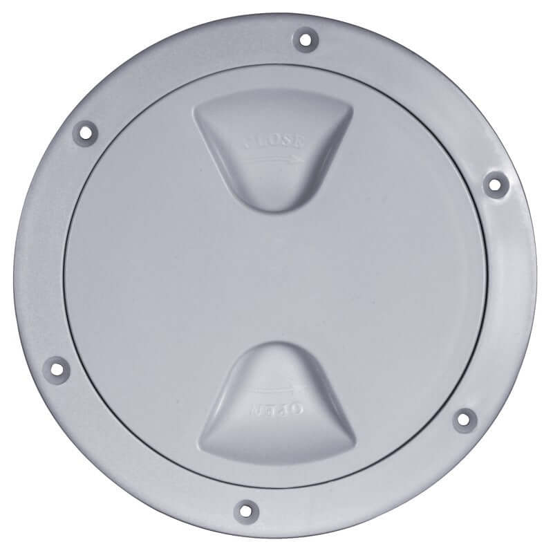 Tappo di ispezione a vite per barca colore grigio RAL 7042, chiusura stagna con guarnizione O-ring.