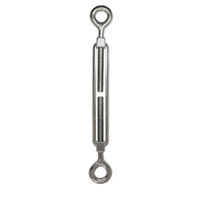 Tenditore professionale a due occhi in acciaio inox AISI 316 per la regolazione della tensione di sartie, draglie e cavi nautici.