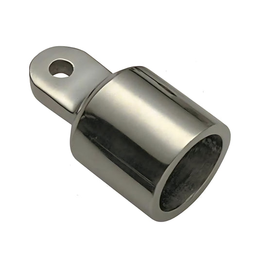 Terminale professionale in acciaio inox AISI 316 per tubi di capottine e tendalini nautici, disponibile in vari diametri per una resistenza estrema.