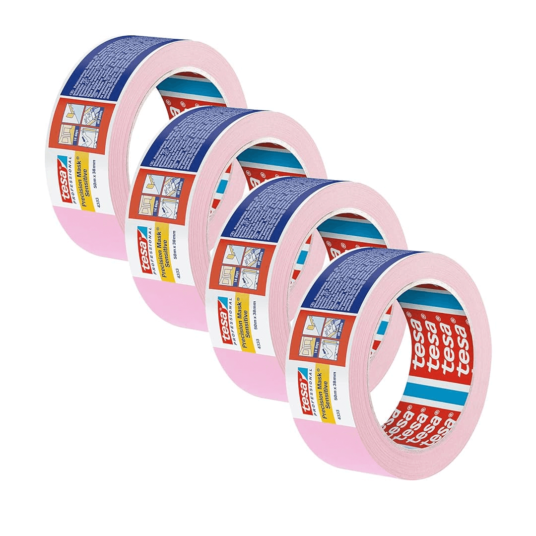 4 rotoli nastro carta adesivo Tesa 4333 Sensitive rosa 50m x 38mm per mascheratura