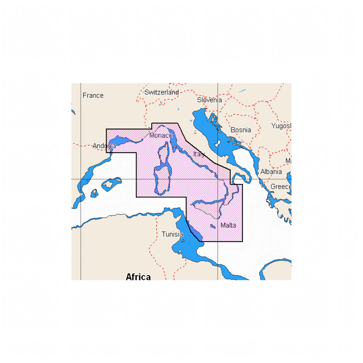 C-MAP Discover Coste Tirreniche e Isole - copertura cartografia M-EM-Y201