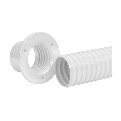 Tubo flessibile spiralato in PVC con spirale di rinforzo per passaggio cavi motori fuoribordo Ø 51 mm vendita al metro disponibile in bianco e grigio con boccola