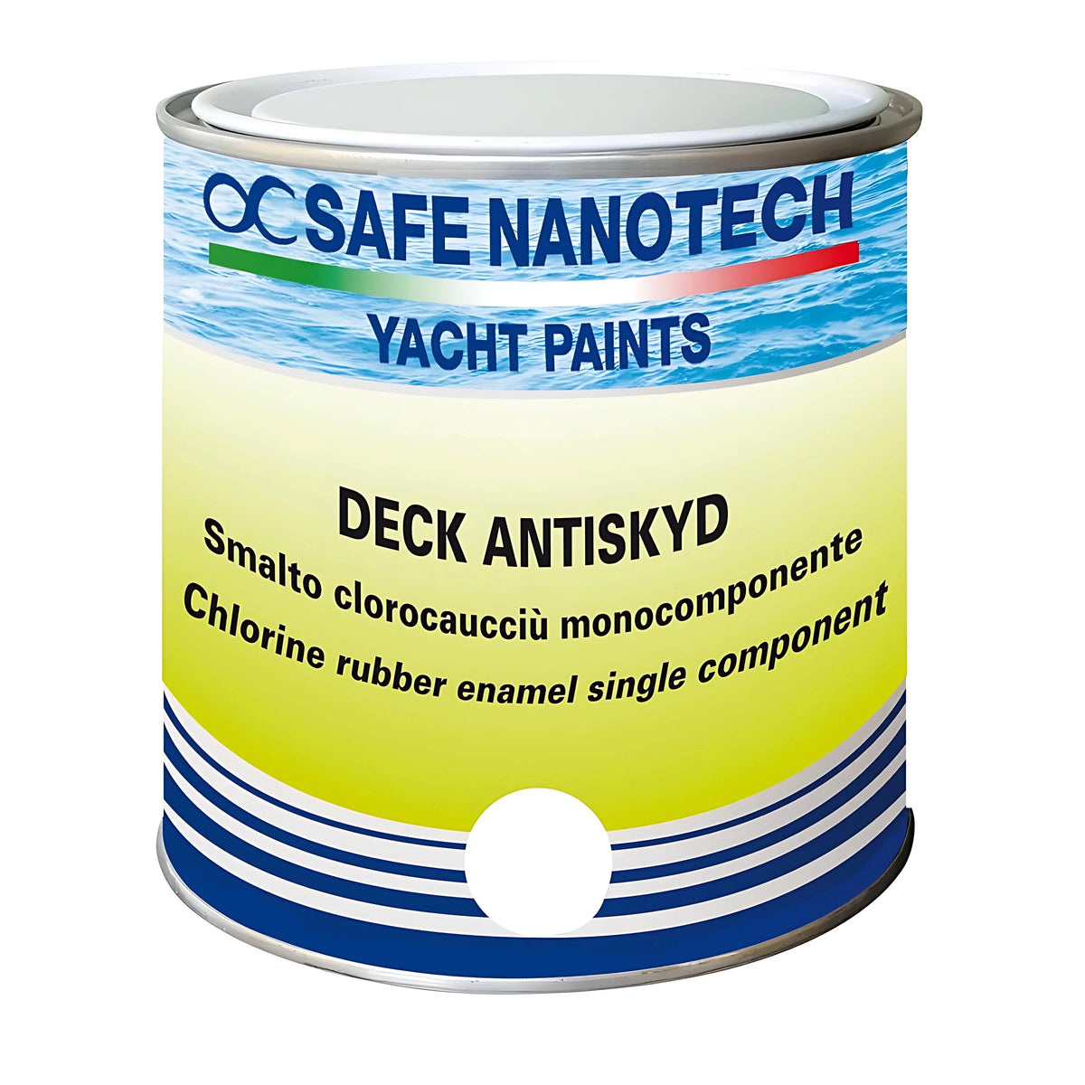 Latta da 1 e 5 Kg di vernice antiscivolo monocomponente opaca Deck Antiskid di colore bianco per la coperta della barca.