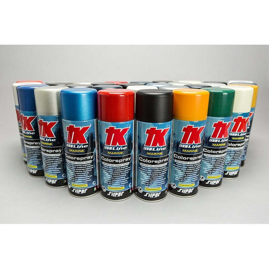 Bomboletta di vernice spray marina TK colori originali per motori Johnson.