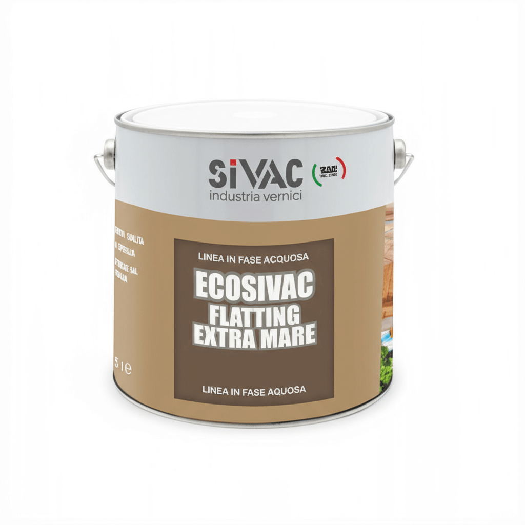 Barattolo di vernice trasparente nautica flatting per legno interni ed esterni, finitura lucida e opaca.