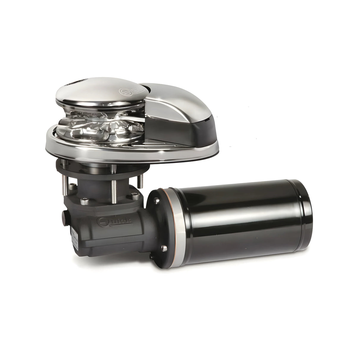Verricello salpa ancora nautico ad asse verticale Quick Custom CL2 da 700W a 12V in acciaio inox, bivalente cima/catena, per barche da 7 a 10 metri.