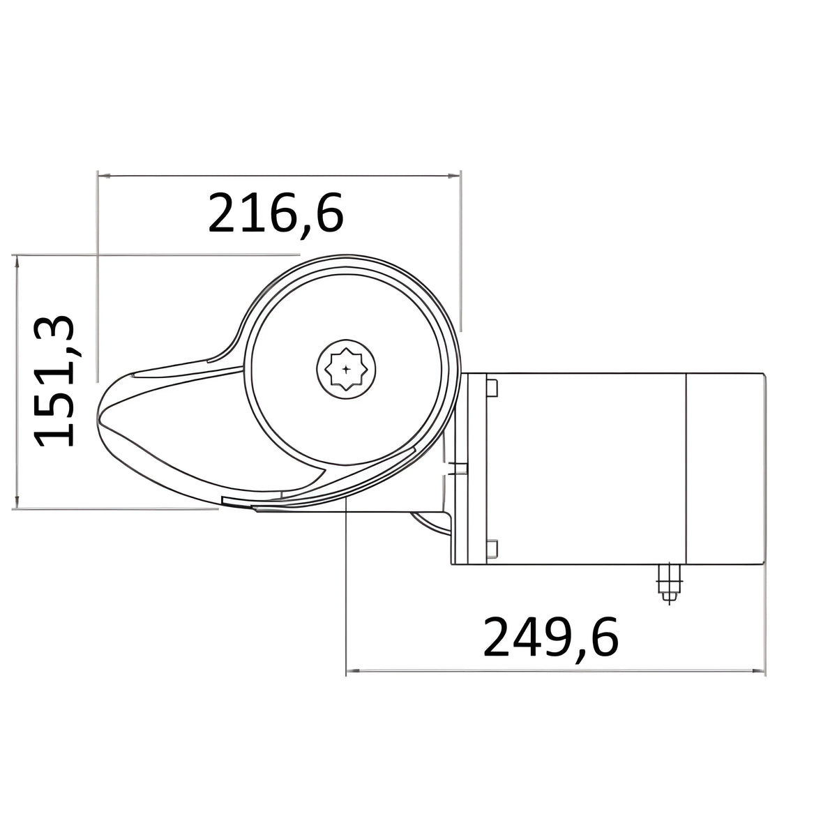 Verricello salpancora nautico ad asse verticale ITALWINCH Smart-R1, con base tonda in alluminio e corpo in acciaio inossidabile AISI 316.
