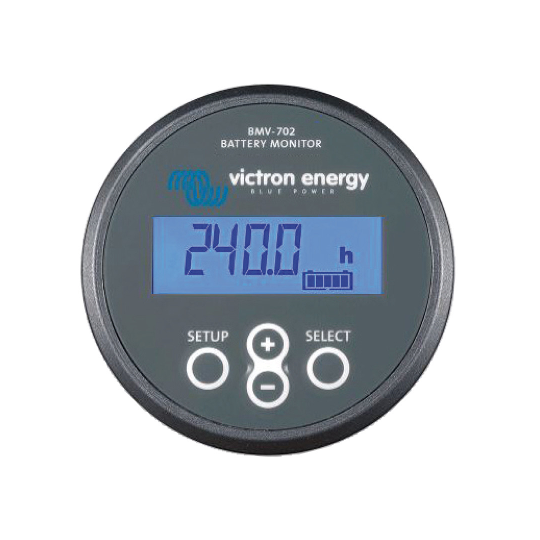 Monitor batterie digitale Victron serie BMV con display LCD, shunt incluso e opzione Bluetooth per il monitoraggio della carica. BMV-702