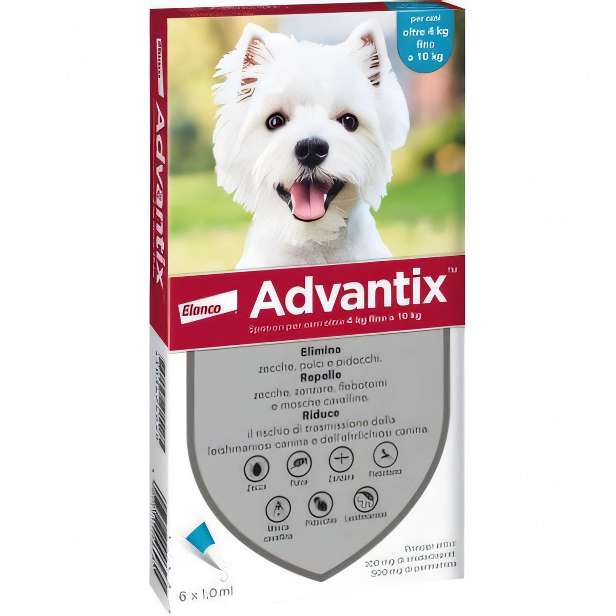 Confezione Advantix Elanco pipette antiparassitarie per cani 4-10 kg, 6 pipette