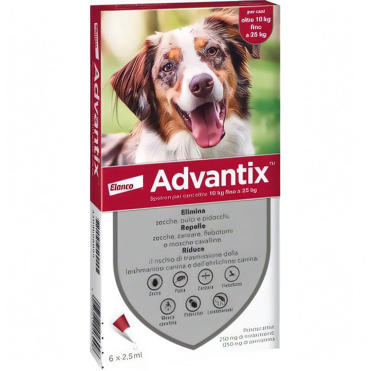 Confezione Advantix Elanco pipette antiparassitarie per cani 10-25 kg, 6 pipette