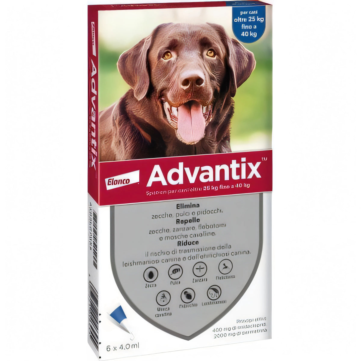 Confezione Advantix Elanco pipette antiparassitarie per cani 25-40 kg, 6 pipette