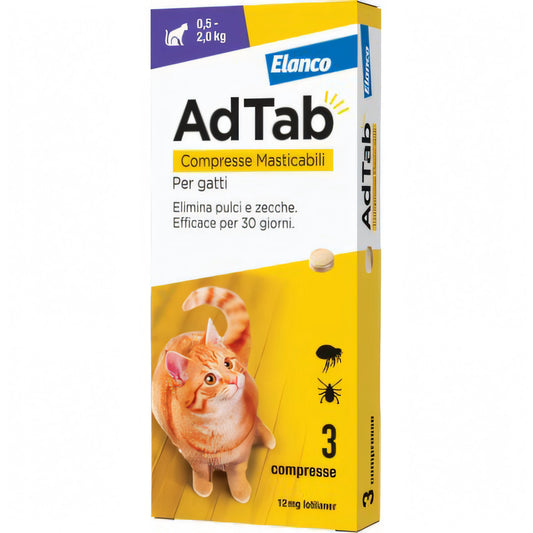 Confezione AdTab Elanco compresse antiparassitarie per gatti 0,5-2 kg
