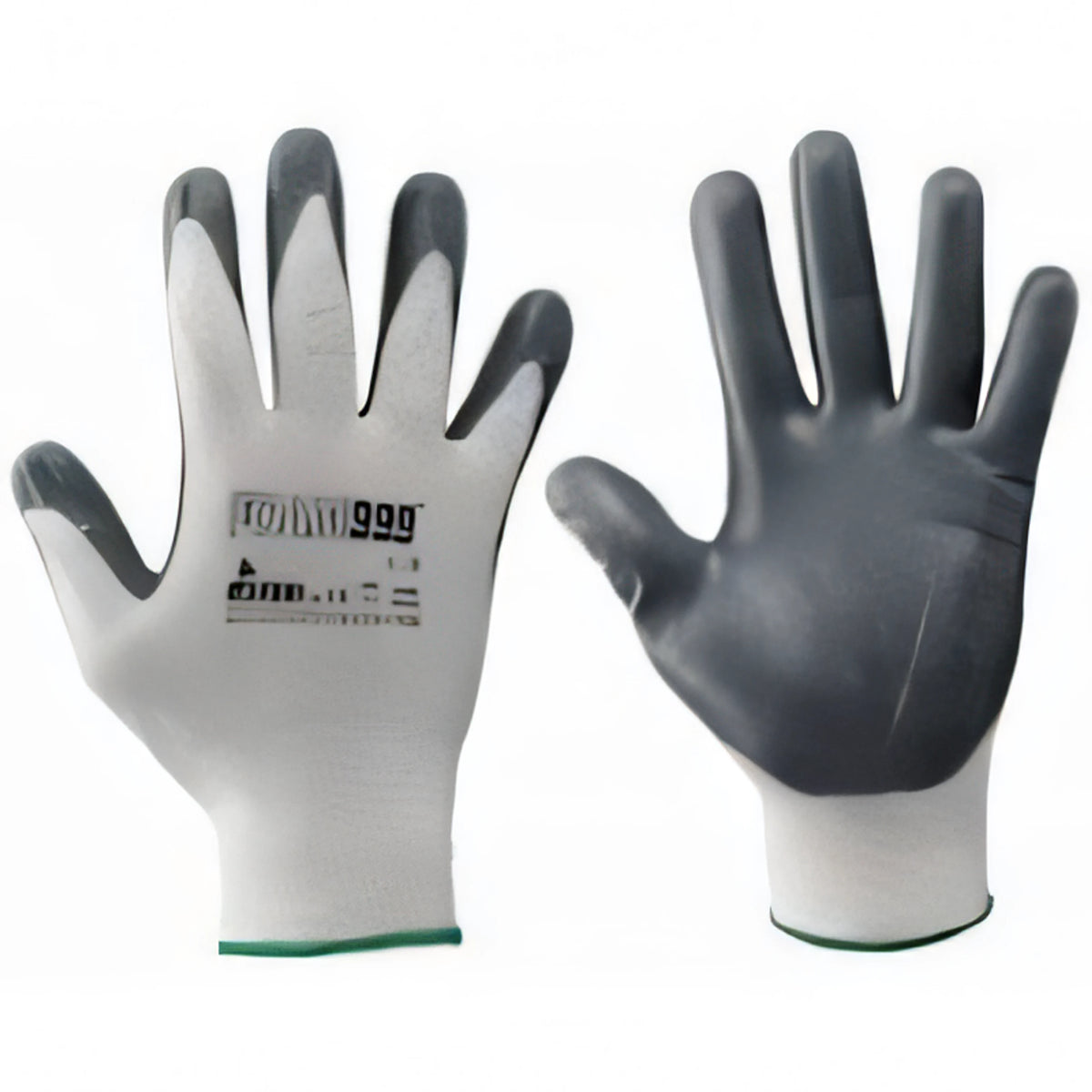 Guanto in nitrile grigio Workit su maglia bianca, taglia 8