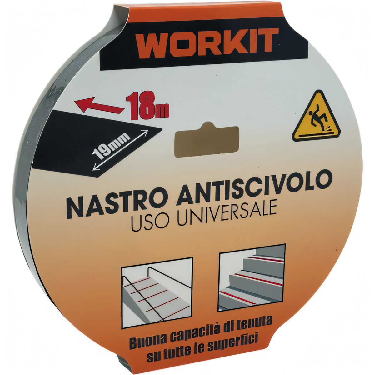 Rotolo di nastro antiscivolo adesivo Workit nero, 19 mm x 18 m
