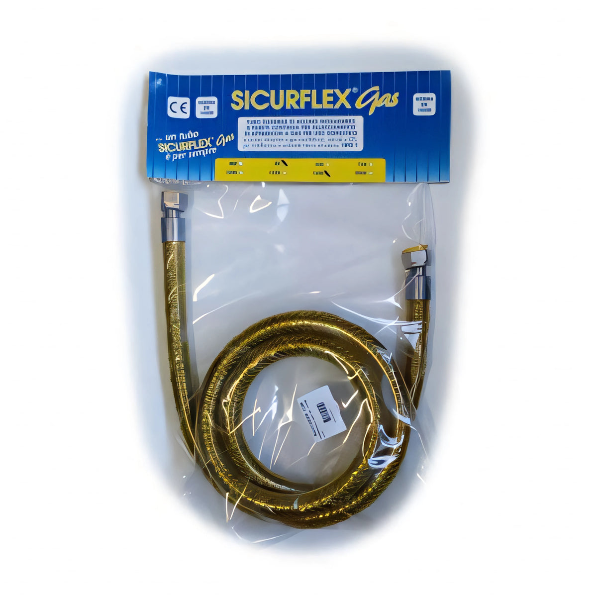 Tubo gas flessibile inox con treccia e rivestimento PVC, attacchi femmina 1/2, 150 cm