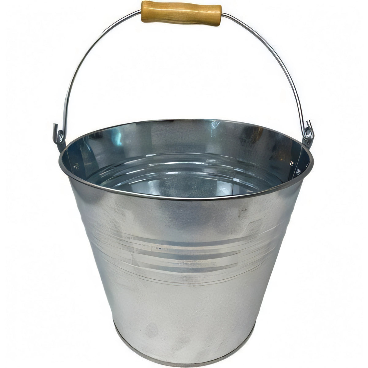Secchio Domus in lamiera zincata galvanizzata da 10 litri con manico in legno