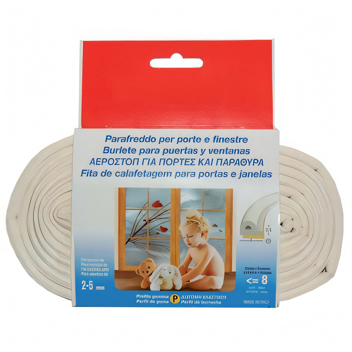Rotolo di parafreddo Geko in gomma EPDM bianco, profilo P, 6 metri