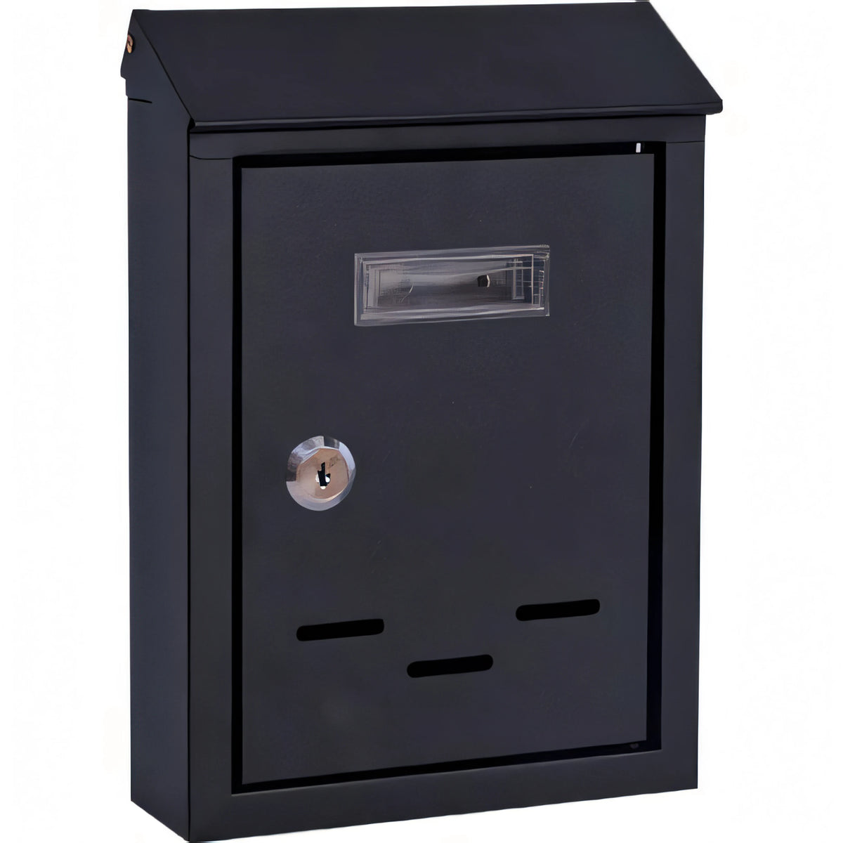 Cassetta per la posta in acciaio nero con serratura a cilindro, 20x6x30 cm
