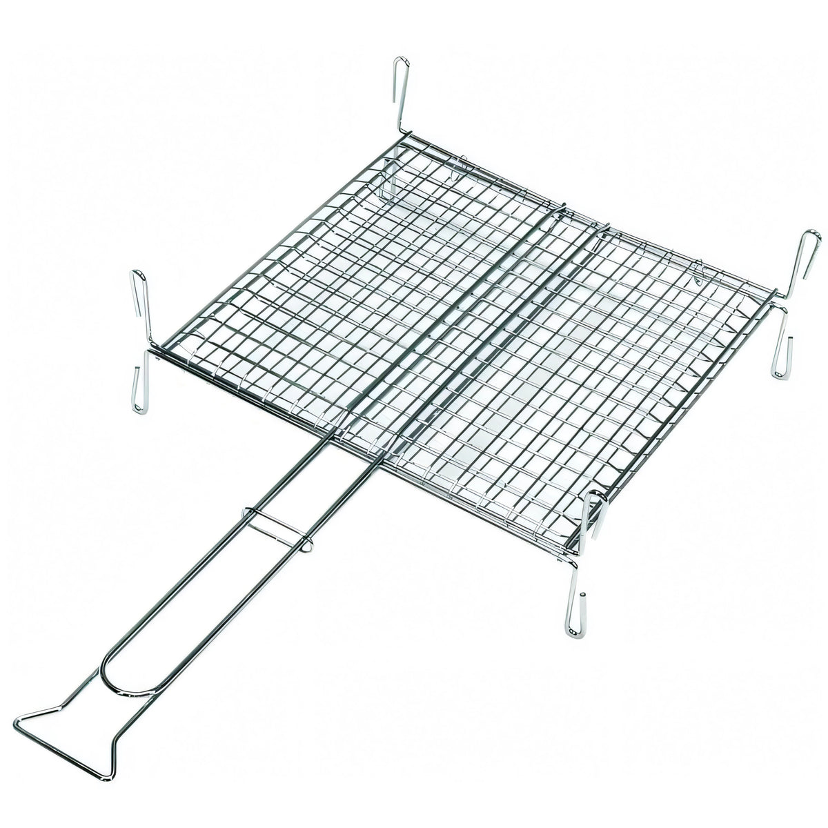 Graticola per barbecue in acciaio cromato, doppia intrecciata, 35x25 cm